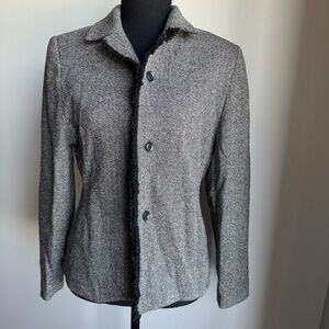 *LORD & TAYLOR* Petite Black x Tan Long Sleeve Button Blazer Suit Jacket Sz 8P